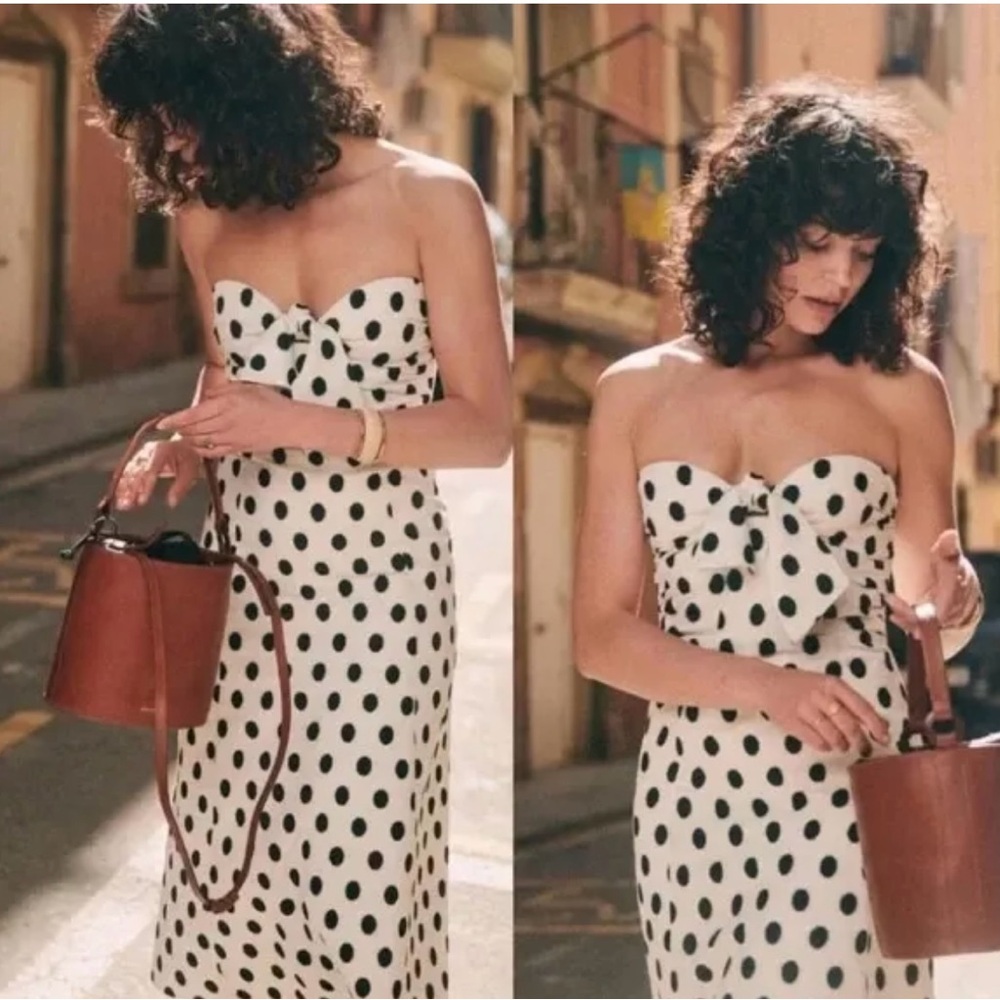 Sezane Beatriz Strapless Midi Dress NWT